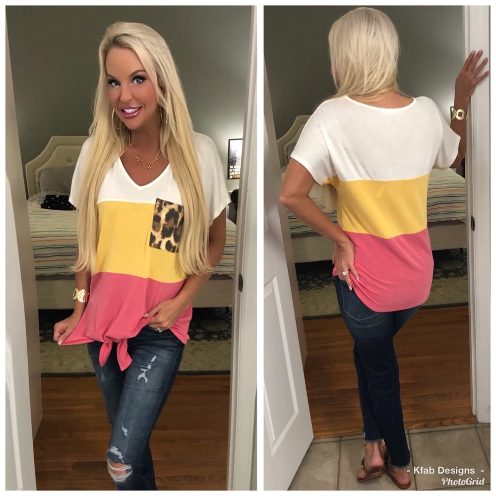 💝 LAST 1! Color Block French Terry Top! - Picture 2 of 7